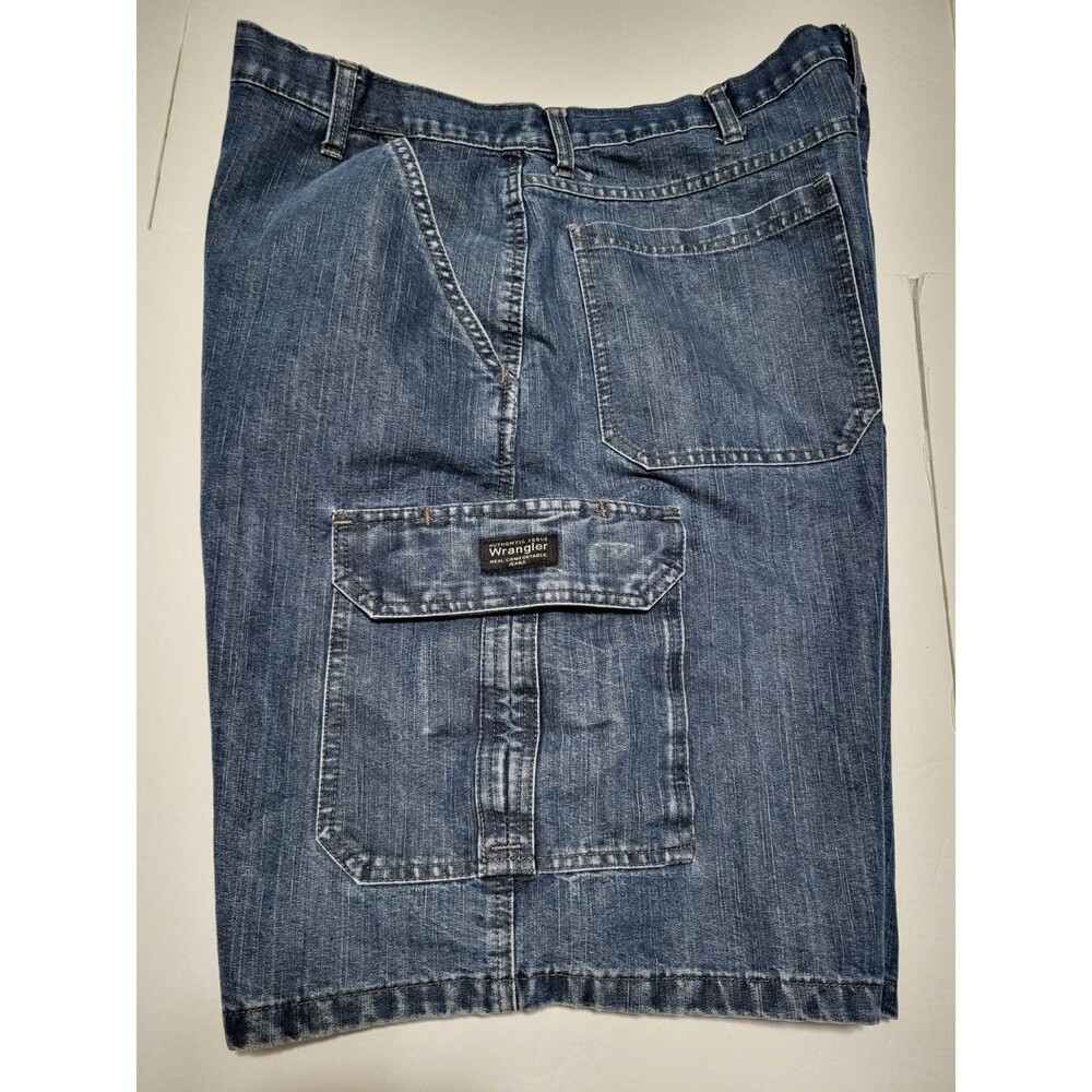 Wrangler Denim Cargo Shorts Men's 38 Y2k Baggy Wide Leg 8 Pockets Blue